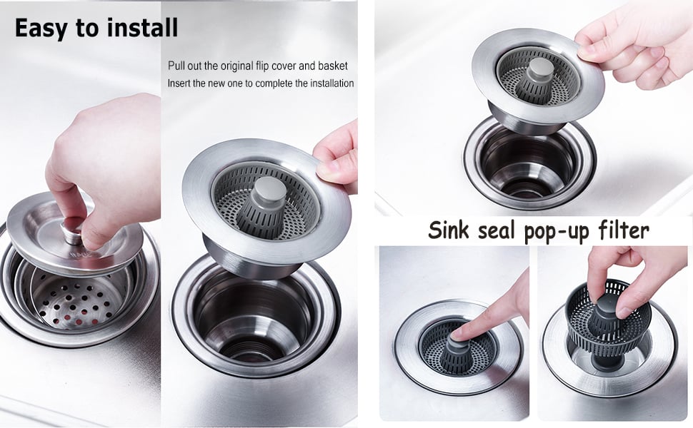 MCOIKY® 3-in-1 Sink Drain Filter and Stopper Combo